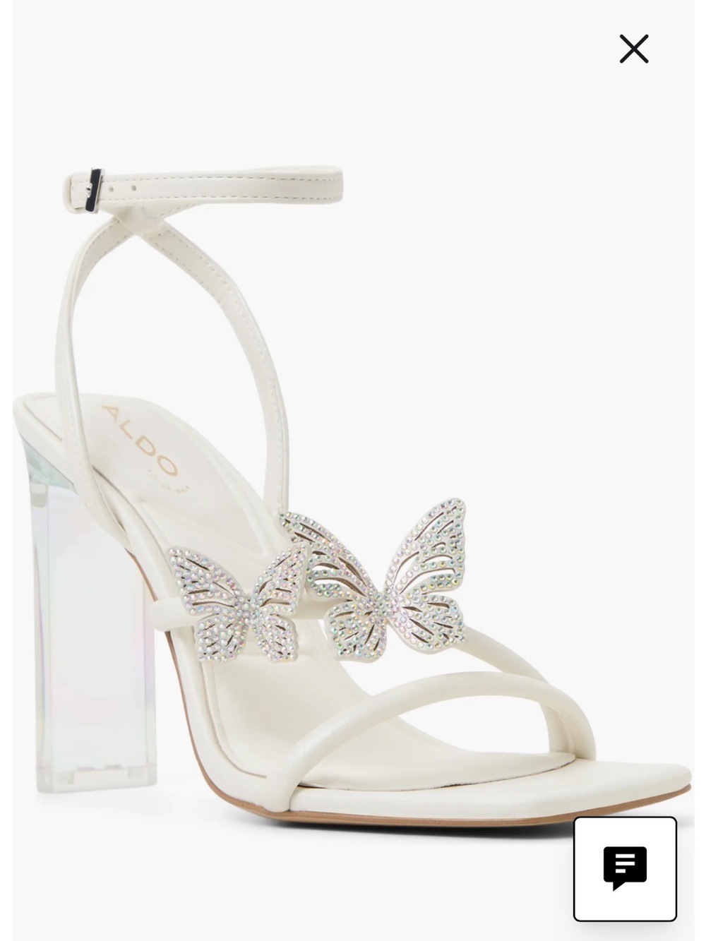 ALDO White Butterfly Crystal Ankle-Strap Sandals